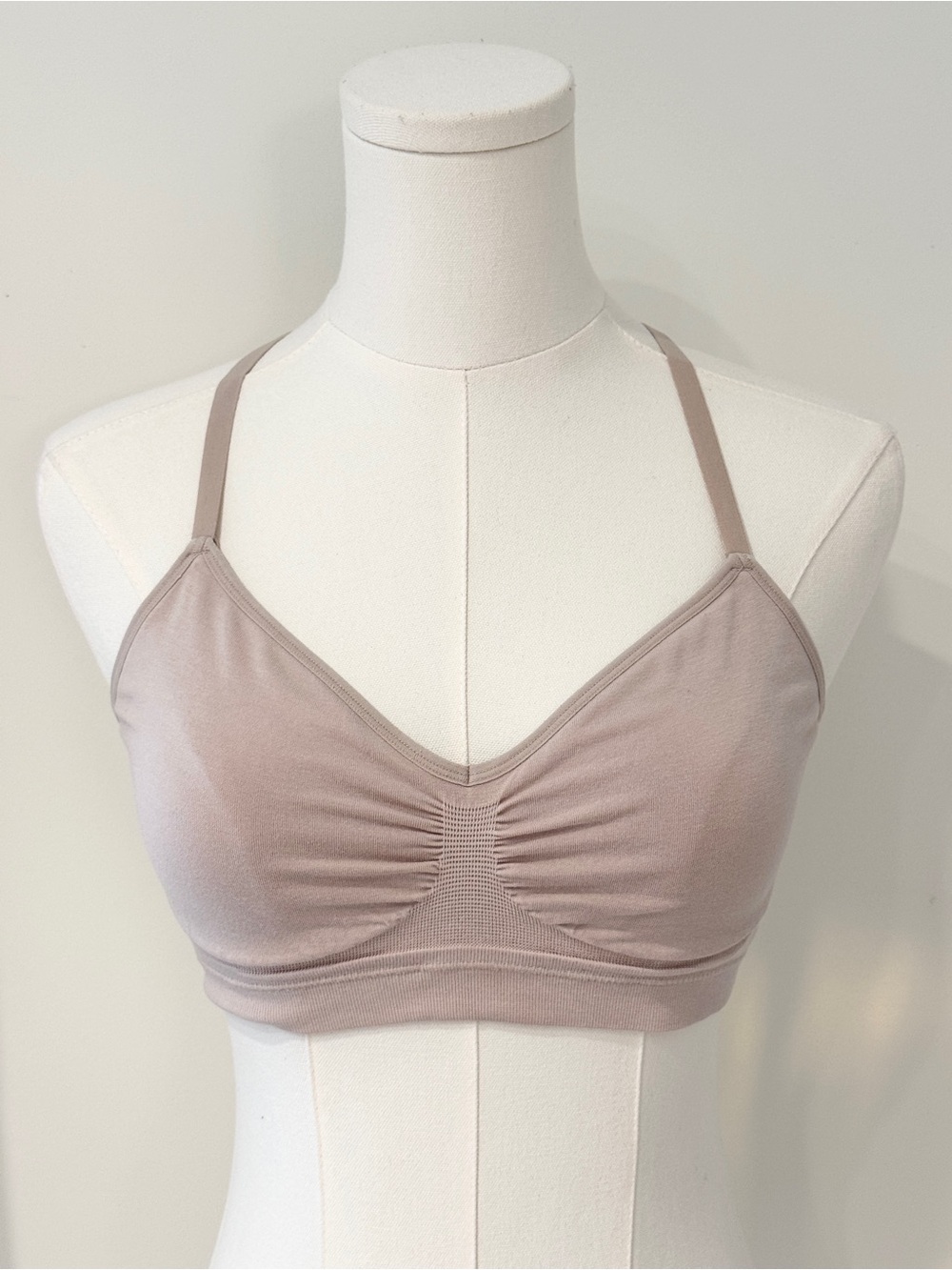 Set of 2 Seamless Ruched Bralette – Tan & Black / S-M